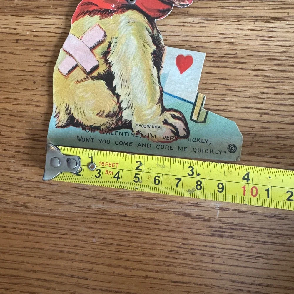 Vintage‎ 1950s Valentine Card Dog Bandaged Sickly Made in USA